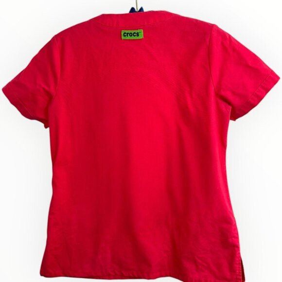 CROCS Medical Apparel scrubs short sleeve pink coral V-neck figs pullover top XS - Picture 3 of 7